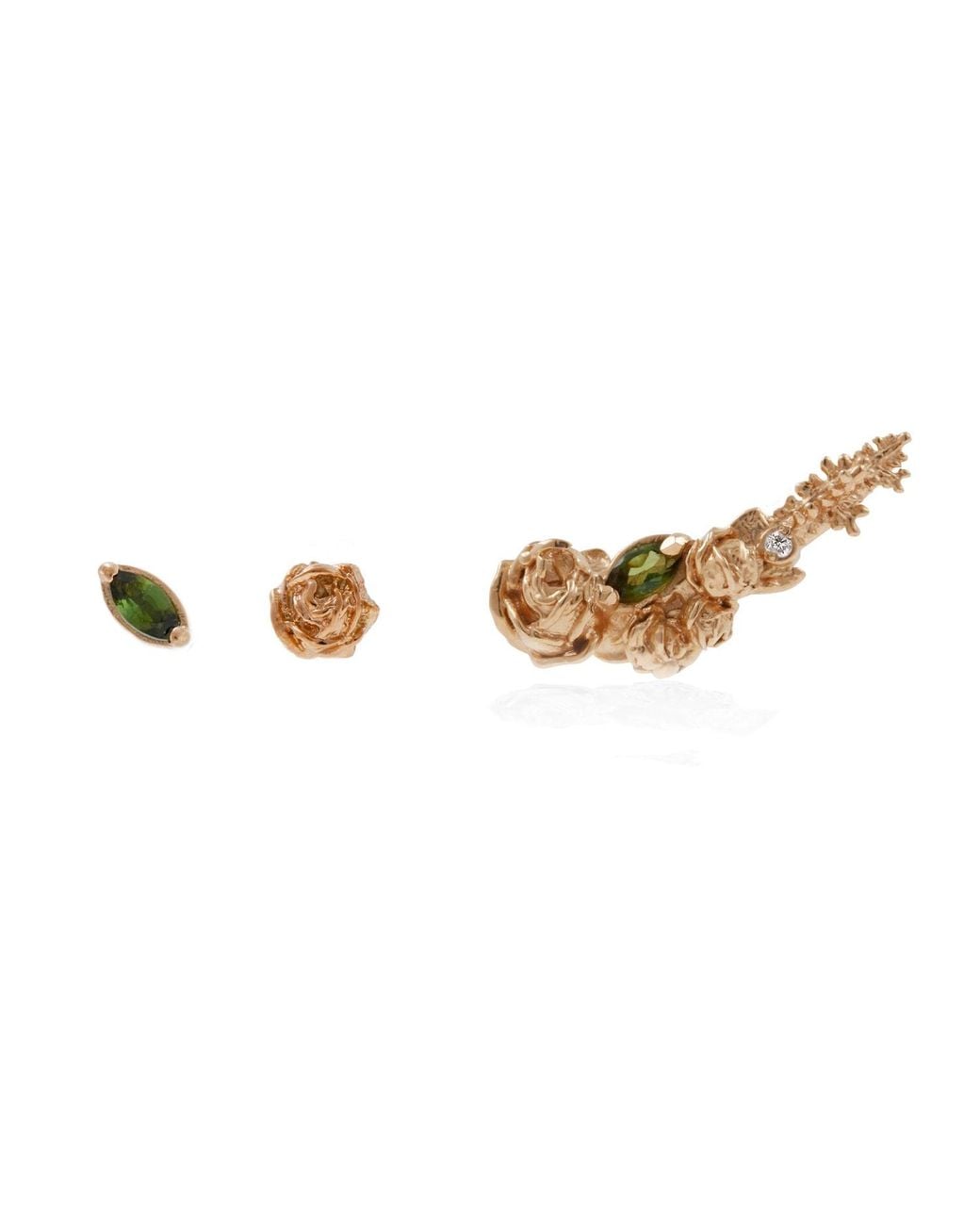Lee Renee Metallic Three Earrings Set Rose Gold Roses & Tourmalines
