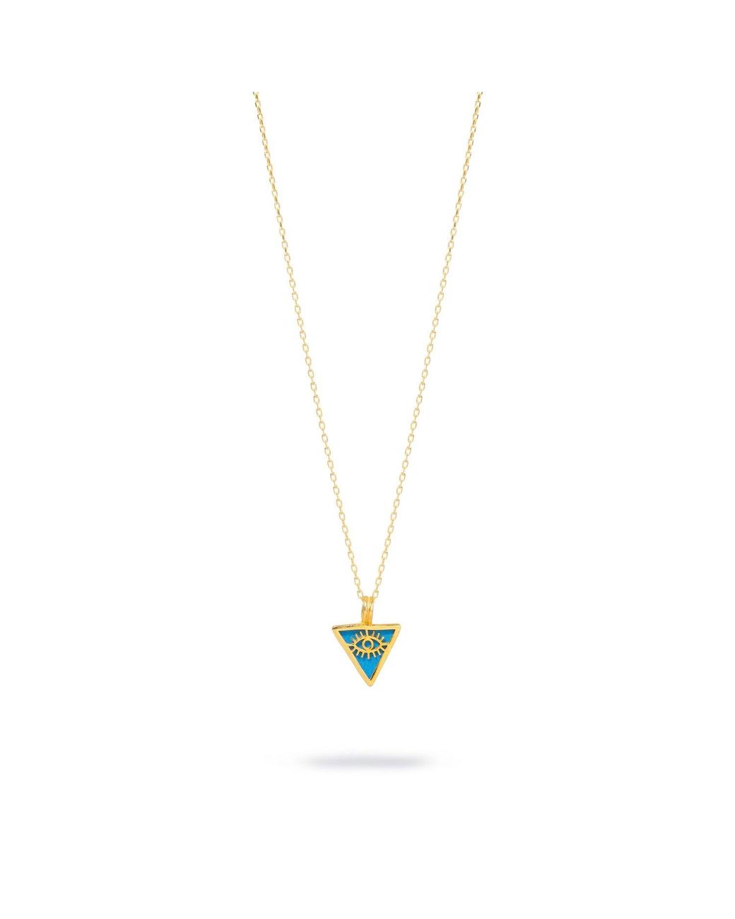 Ebru Jewelry Metallic Triangle Pendant Evil Eye Talisman Necklace