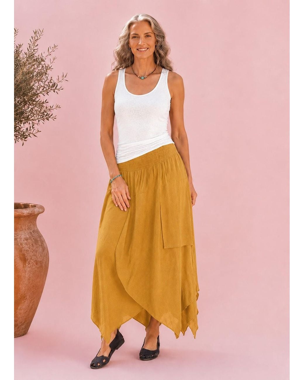 Lumina Eligma Yellow Crinckle Freesize Skirt
