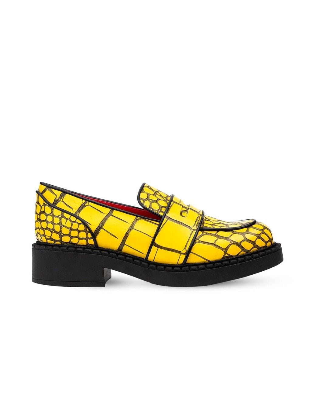 Rosamund Muir London Yellow Stratford & Crocodile Print Loafers