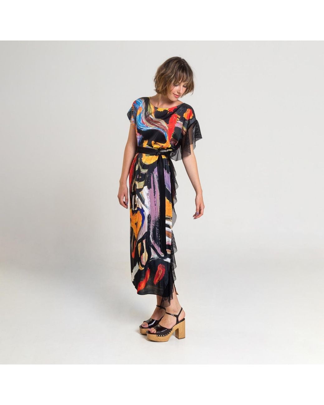 ARTISTA Blue Revolution Printed Maxi Dress