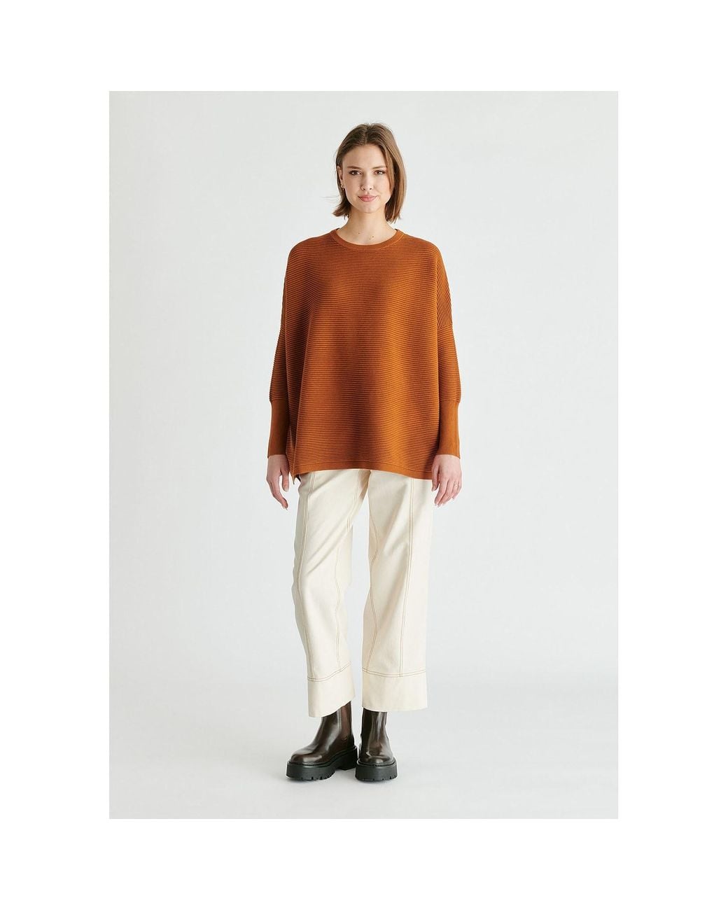 Paisie Brown Ribbed Jumper