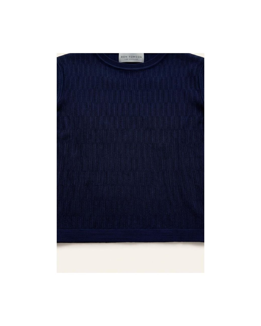 Ron Tomson Blue Short Sleeve Textured Top for men