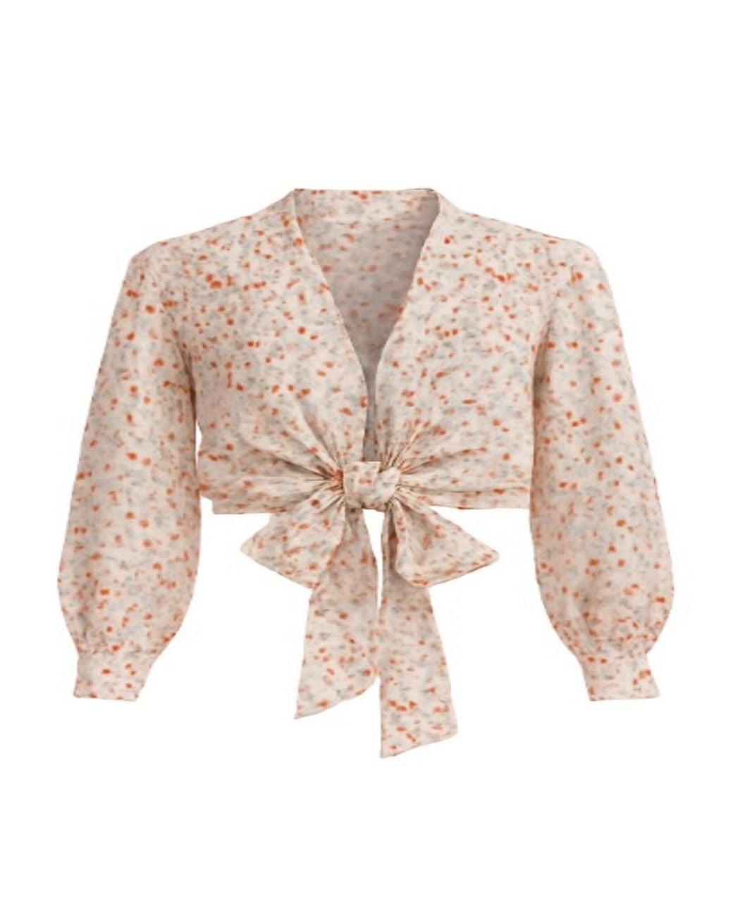 Saachi Natural Tie Front Floral Kimono