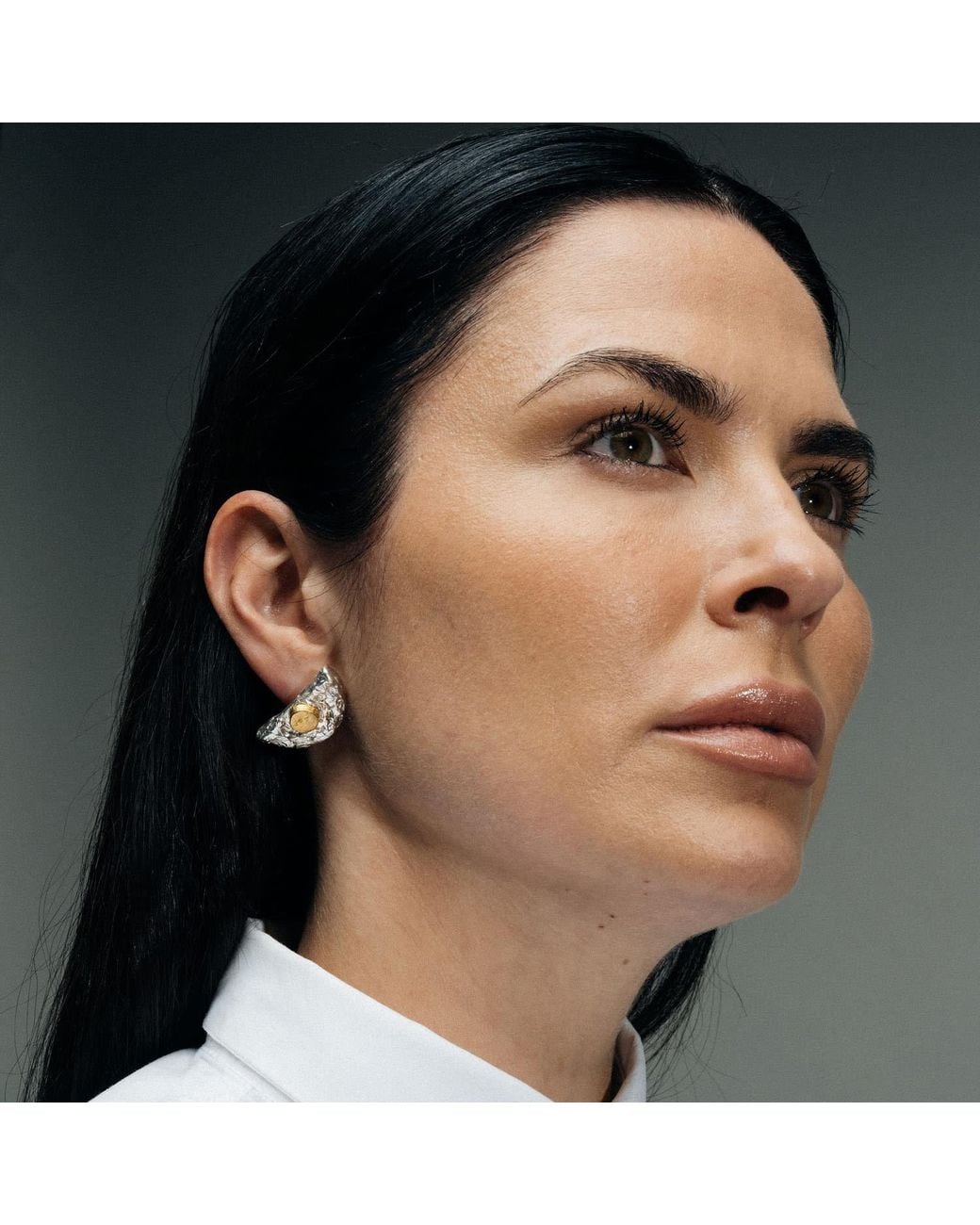 Moca Jewellery Gray Half Moon Earrings