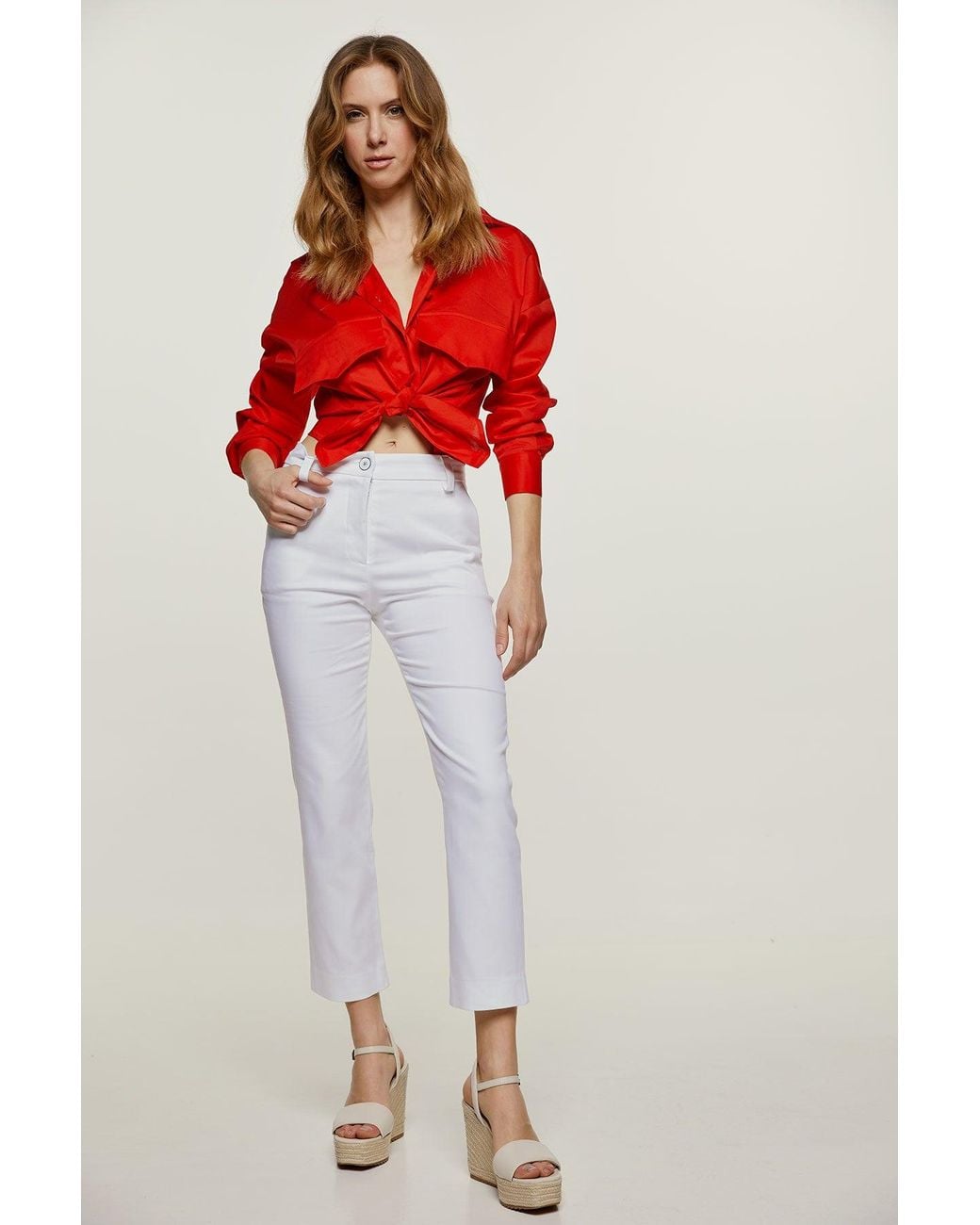 Conquista Red Poplin Style Shirt