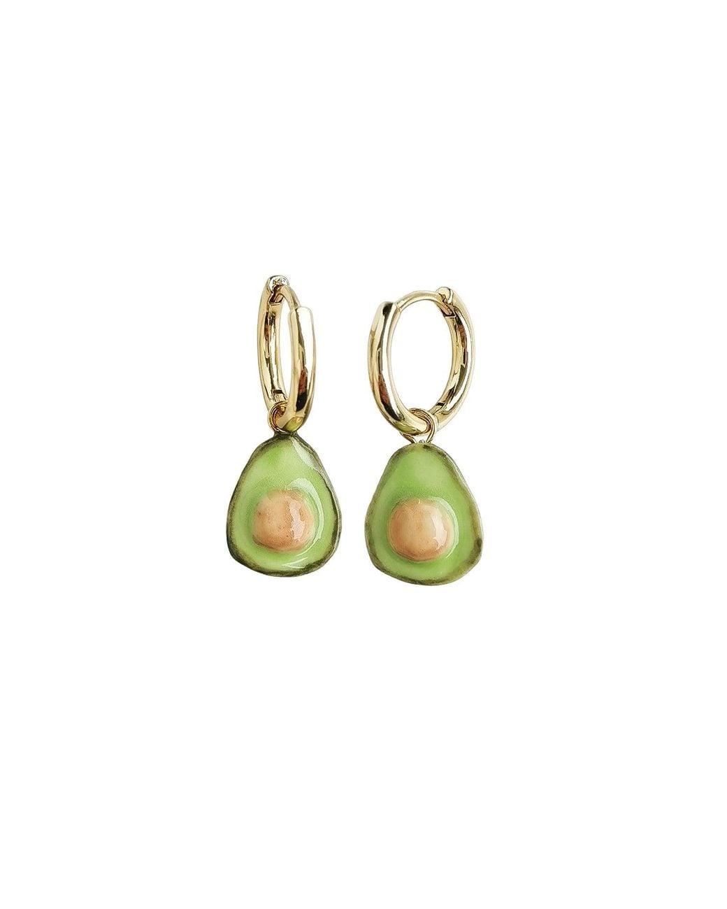 POPORCELAIN Green Mini Porcelain Avocado Earrings