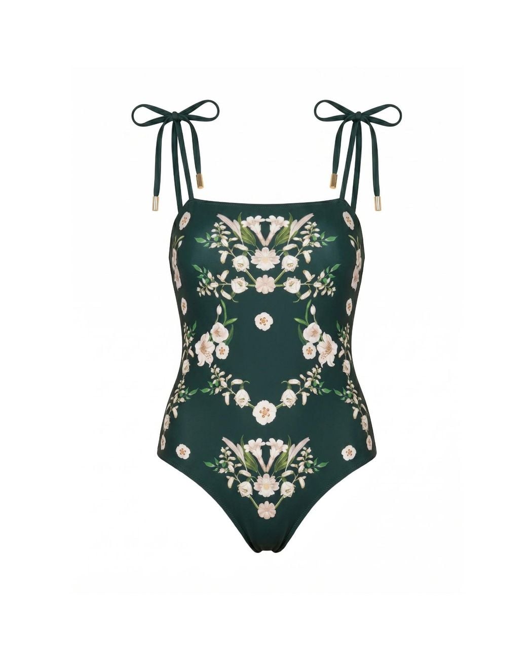 Jessie Zhao New York Green Lily Garden Reversible One Piece Swimsuit