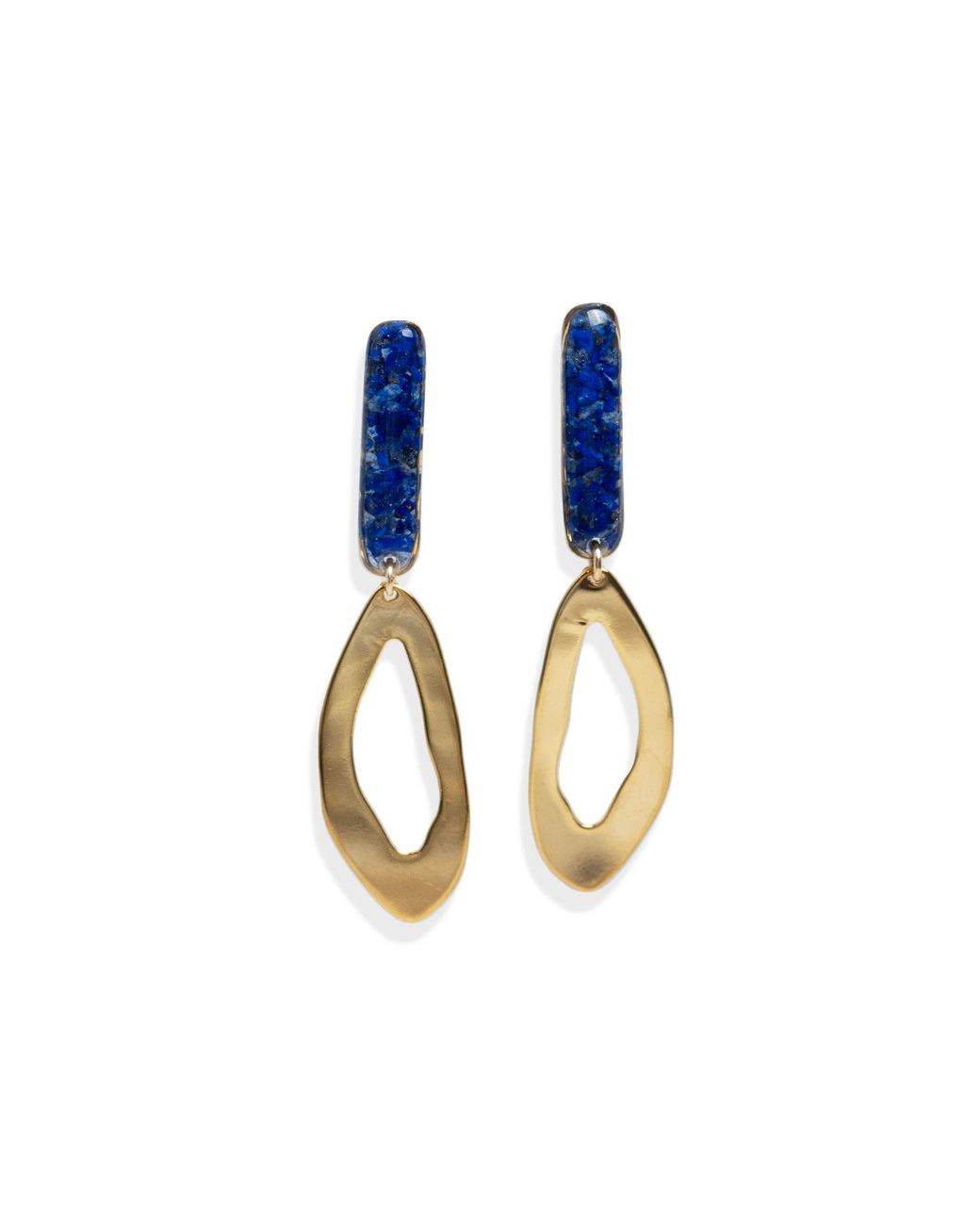 Kate Koel Blue Long Statement Earrings