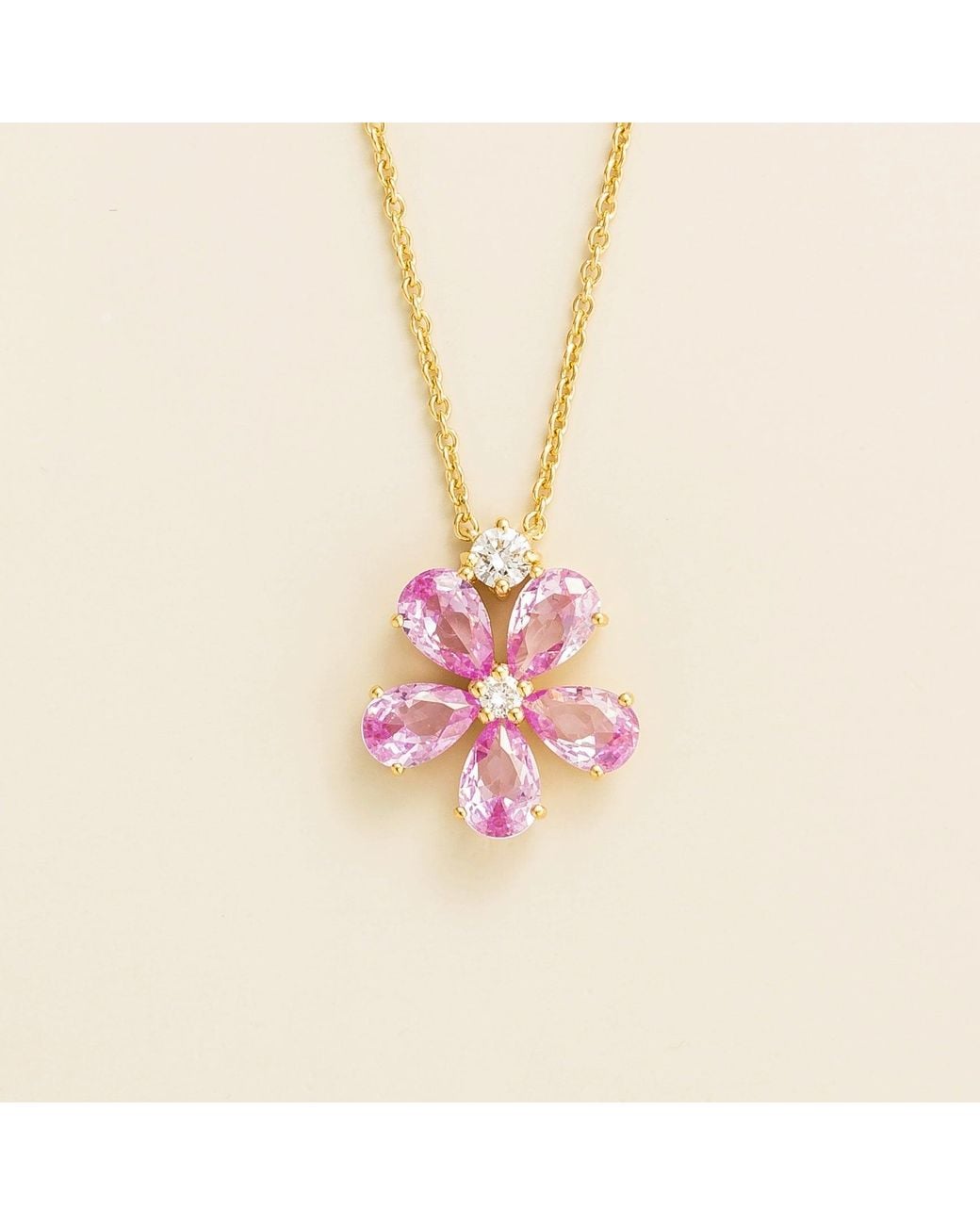 Juvetti Pink Florea Necklace Sapphire & Diamond