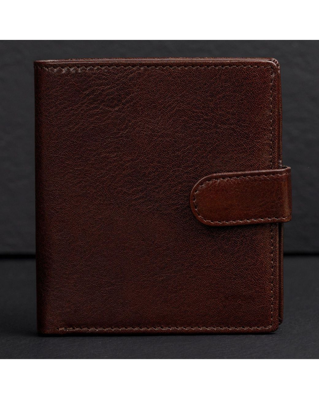 Time Resistance Brown Leather Bifold Wallet With A Snap Closure for men
