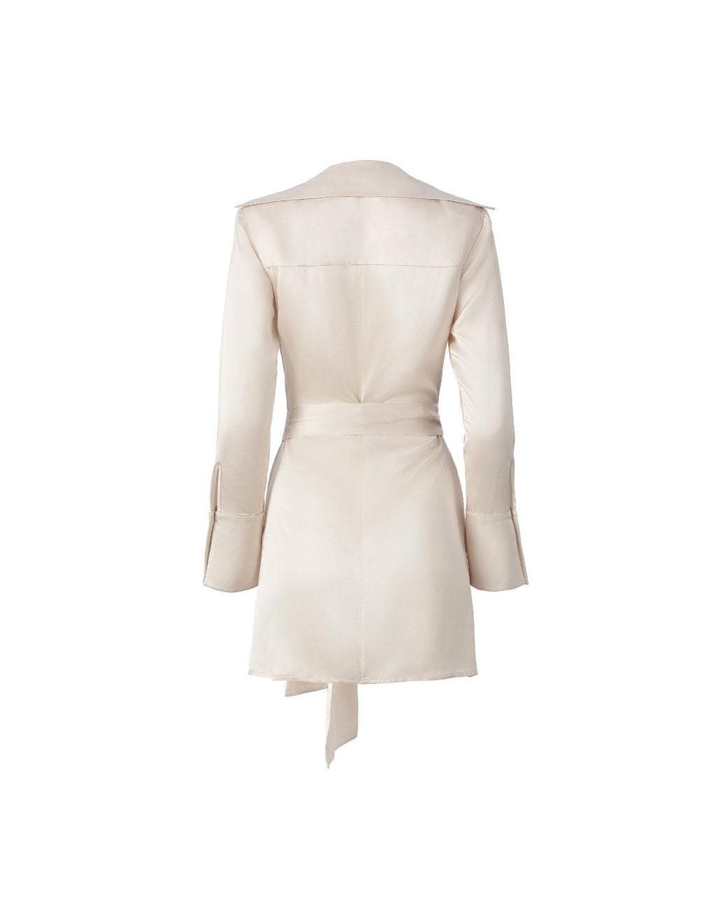 Lita Couture Natural Cream Satin Mini Wrap Dress