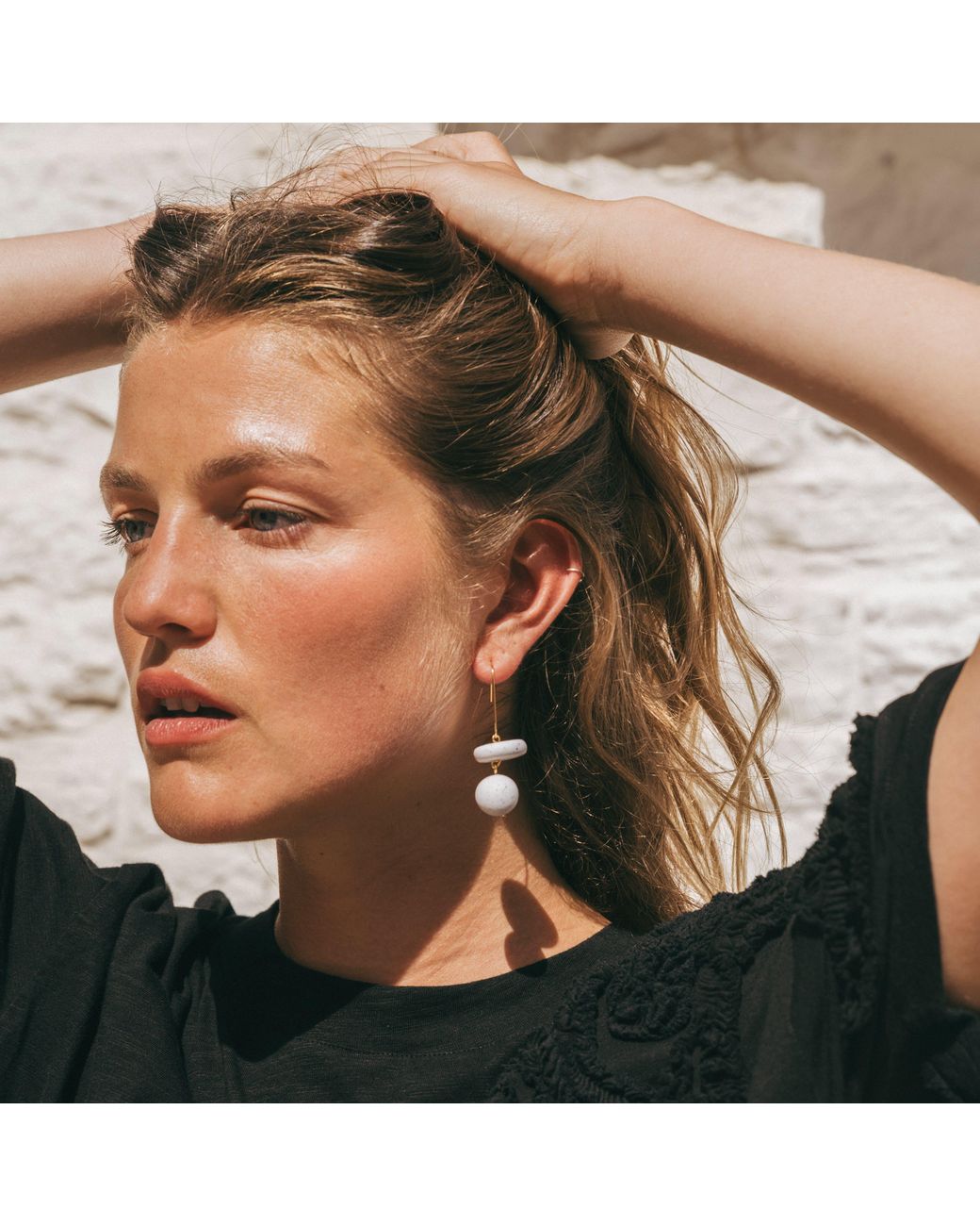 By Chavelli Blue Bead Dangle Earrings