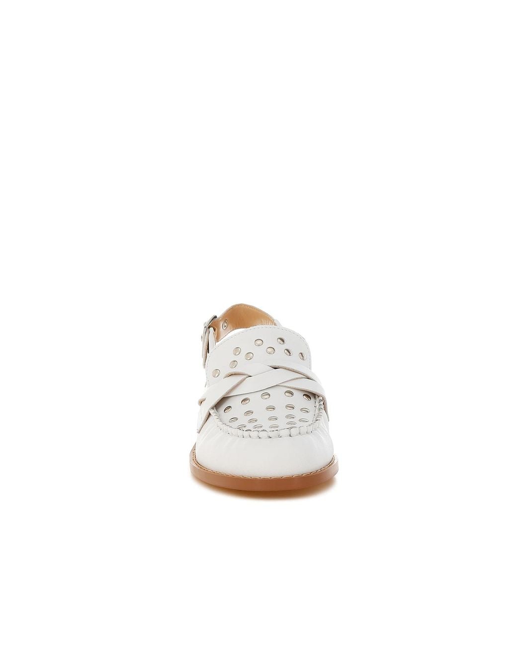 Rag & Co White Remykin Braided Penny Strap Loafers
