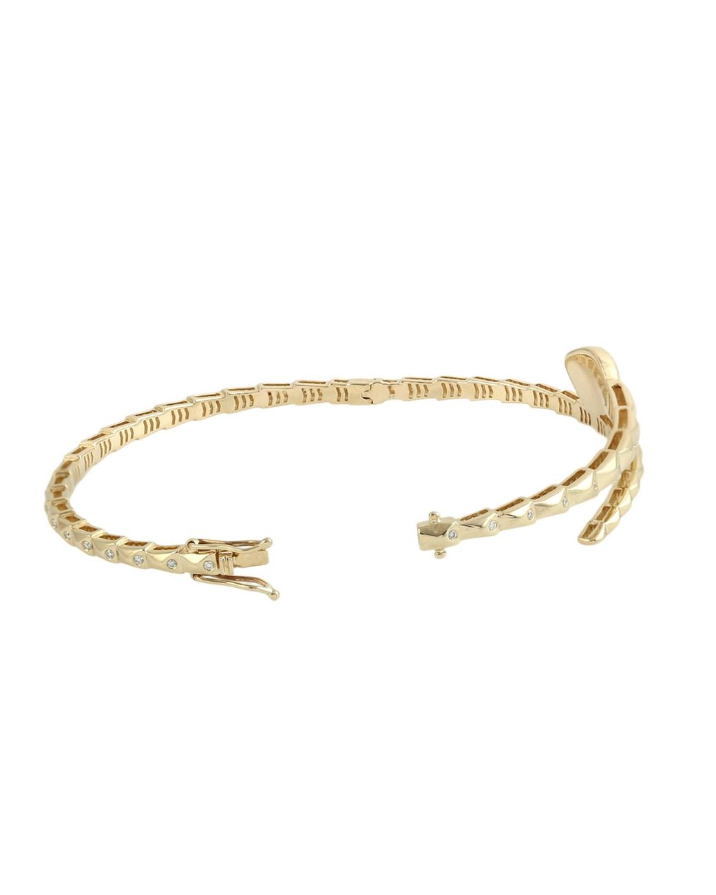 Artisan Metallic Diamond Snake Wrap Bangle Bracelet