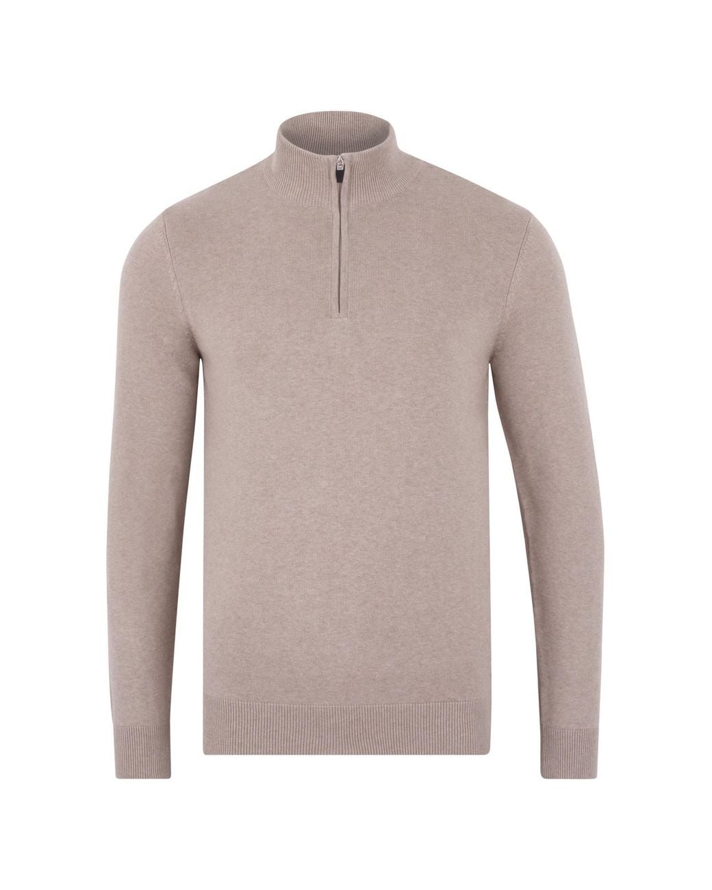 Paul James Knitwear Gray Lightweight Foster Cotton Zip Neck Jumper for men