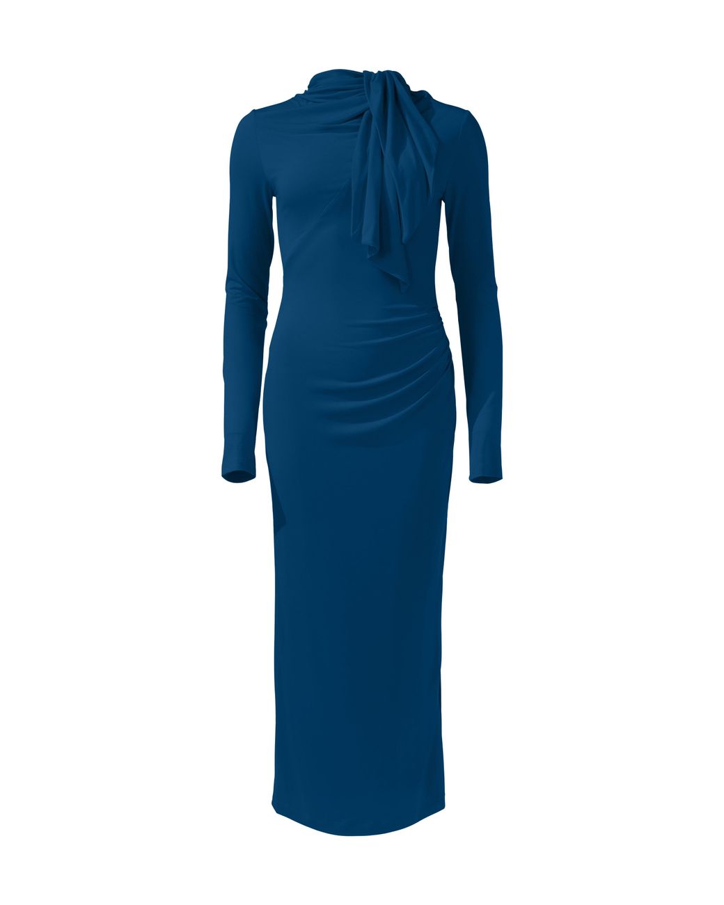 Lendrop Studios Blue Yuna Tie Neck Midi Dress