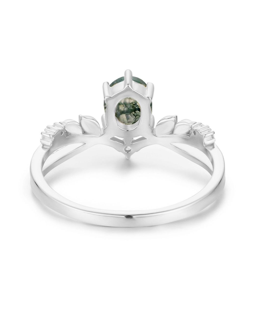 Azura Jewelry New York Green Calla Lily Moss Agate Ring Vermeil