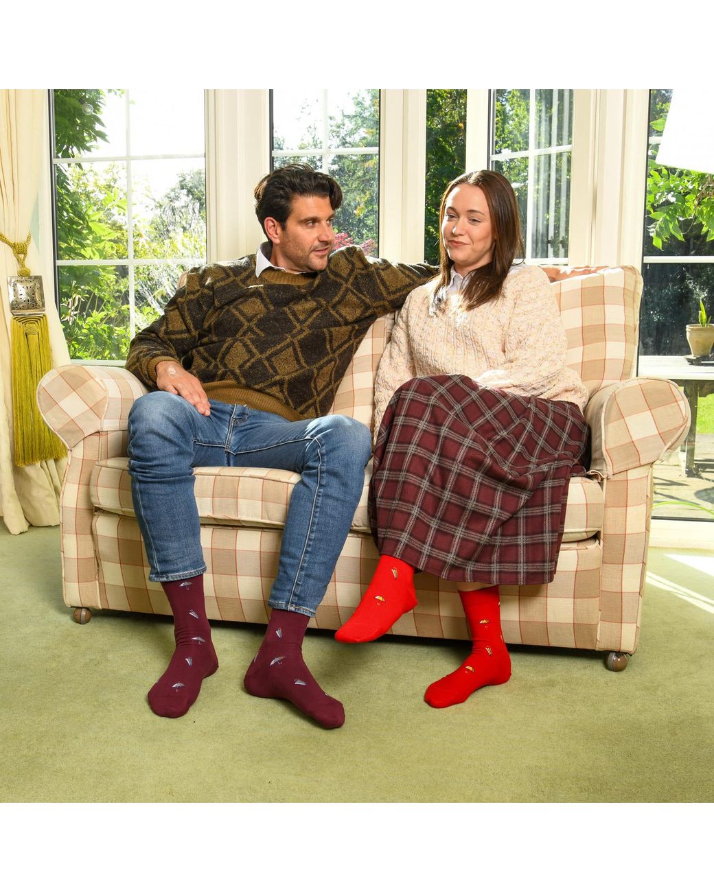 Peper Harow - Made in England Red Umbrella Socks –