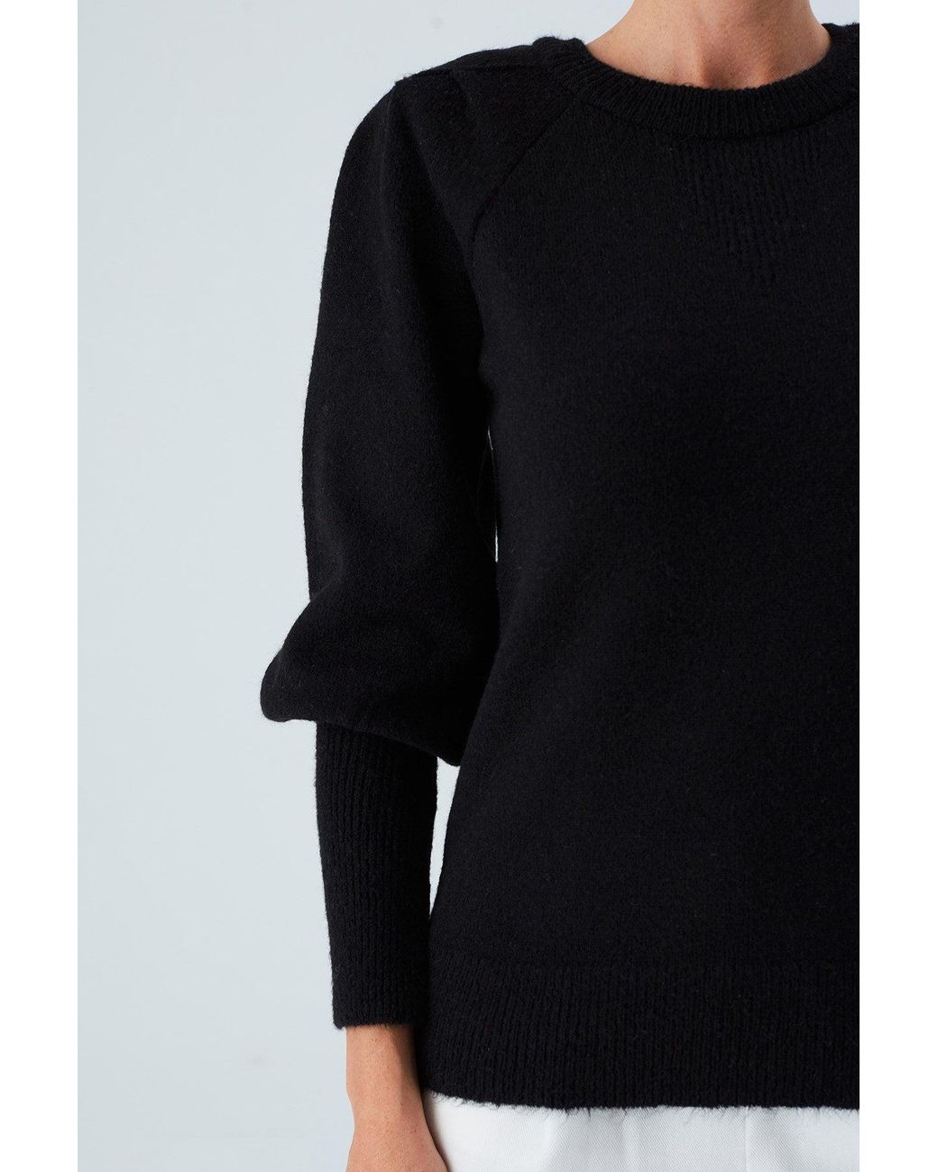 Peraluna Black Rakel Shirred Shoulder And Sleeve Pullover
