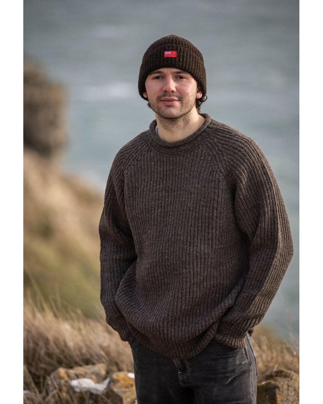 Arthur Beale Brown Neutrals Fisherman Jumper for men