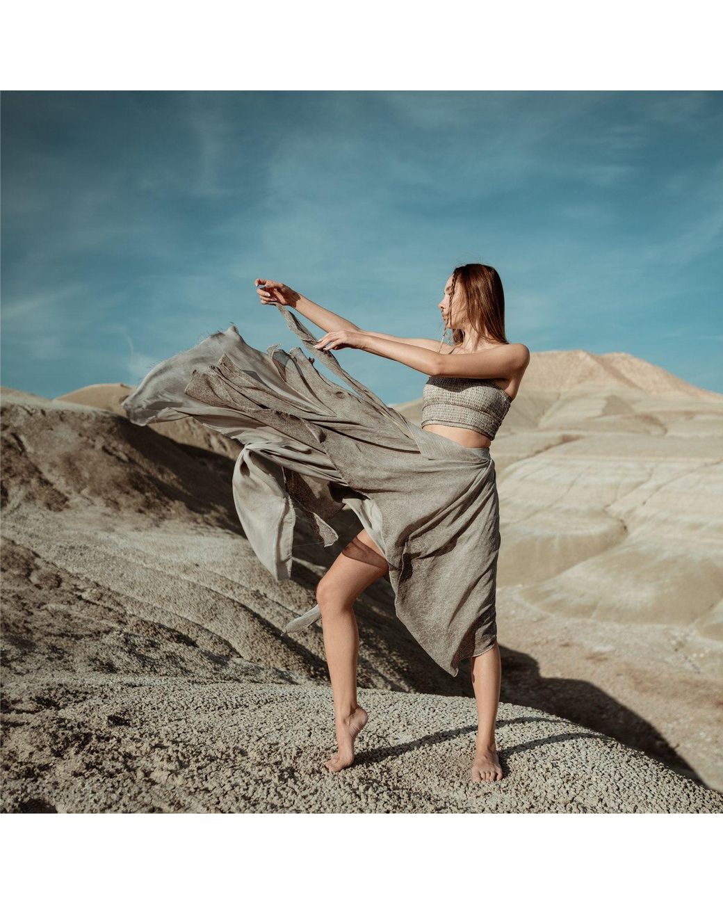 Zhenabia Gray Neutrals Bia Skirt Light