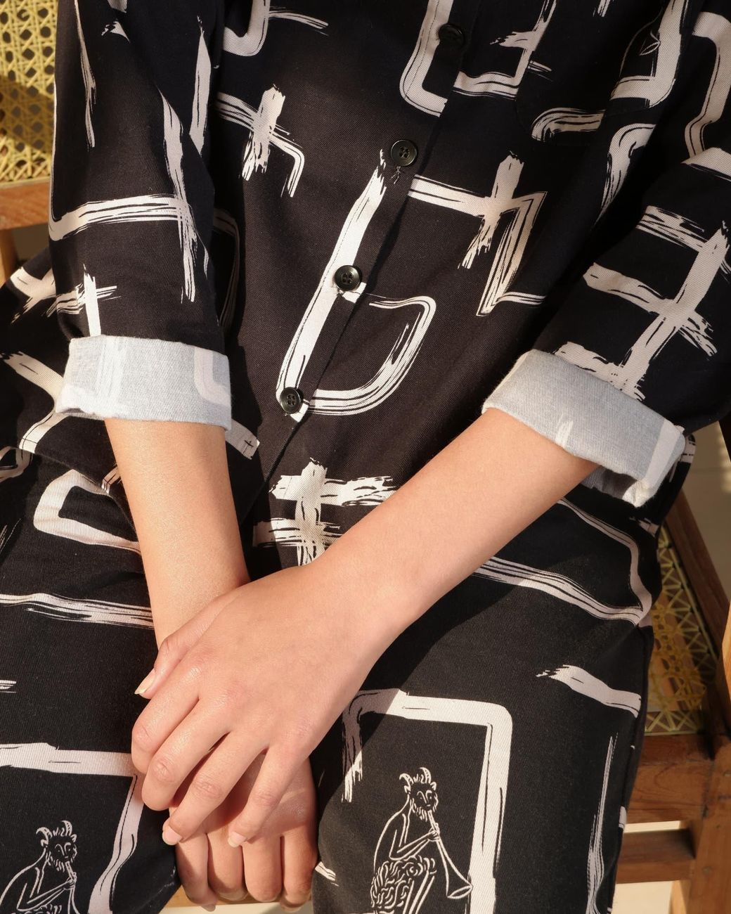 Wild Clouds Black Organic Cotton & Linen & Shirt