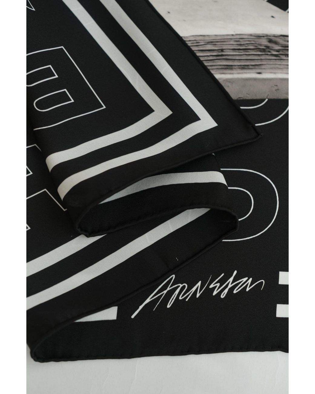 Lost Pattern Black Bookhead Silk Scarf