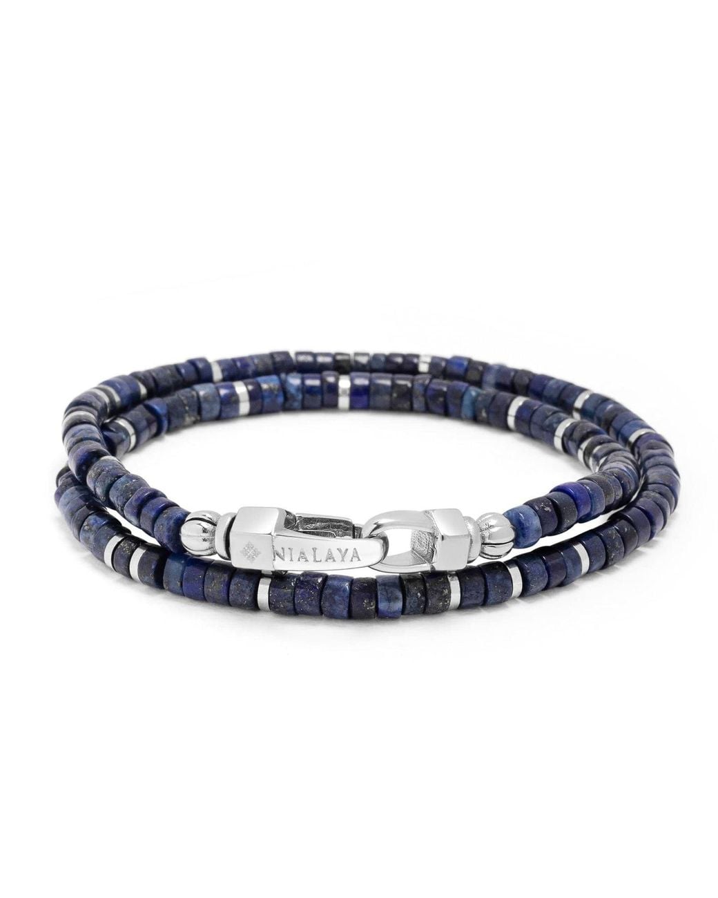 Nialaya Blue Lapis Heishi Wrap Bracelet for men