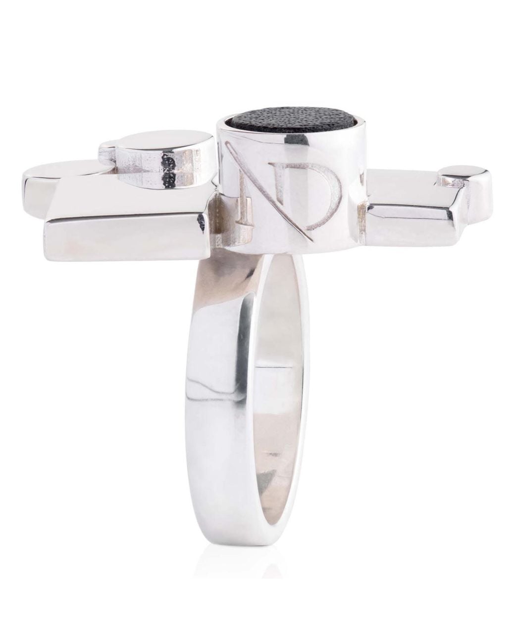 N'damus London Multicolor Ada Sterling & Leather Ring