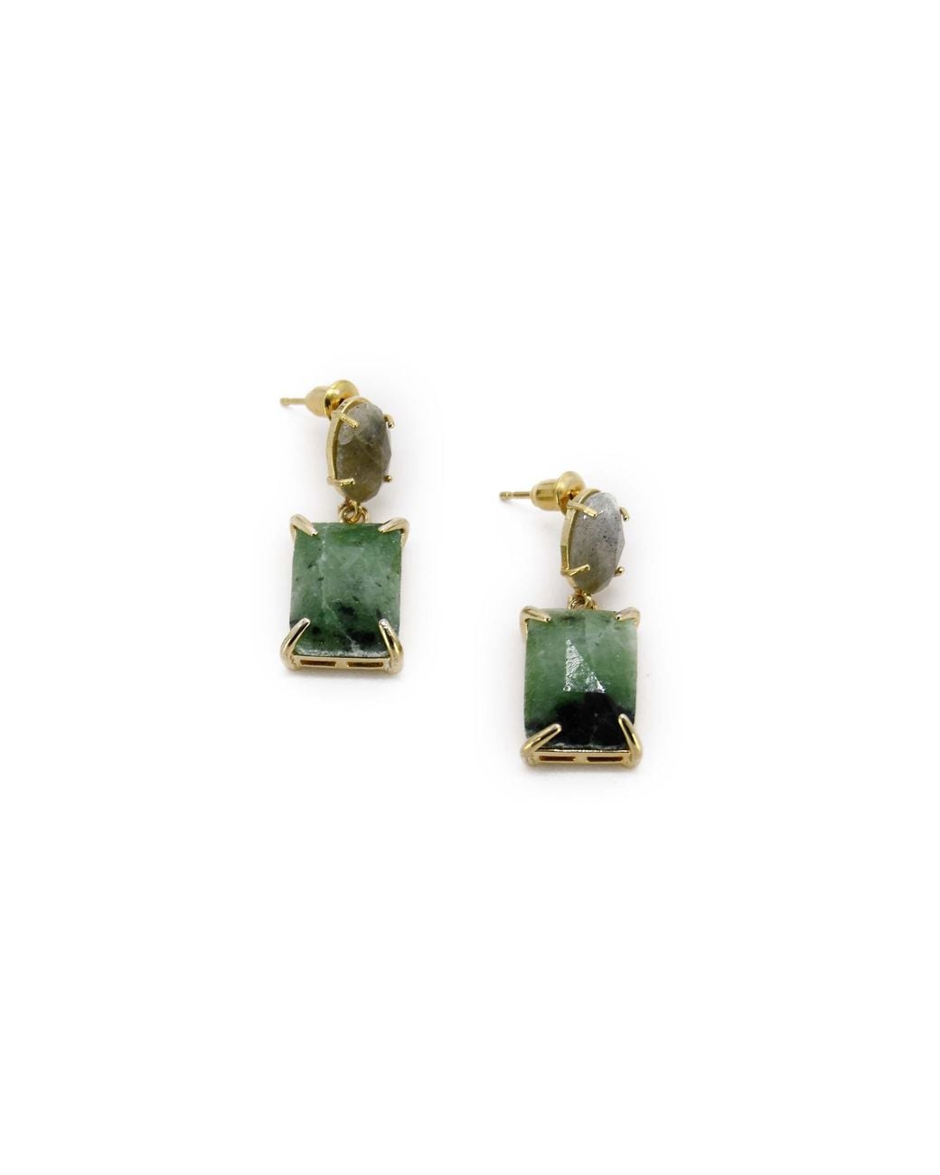 ADIBA Green Labradorite & Jade Agate Handmade Drop Earring