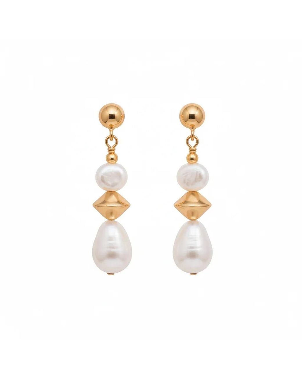 Angel Barocco Metallic Geometric Pearl Drop Earrings