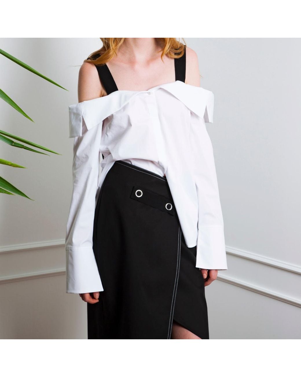 Mirimalist Black Wrap Pencil Midi Skirt