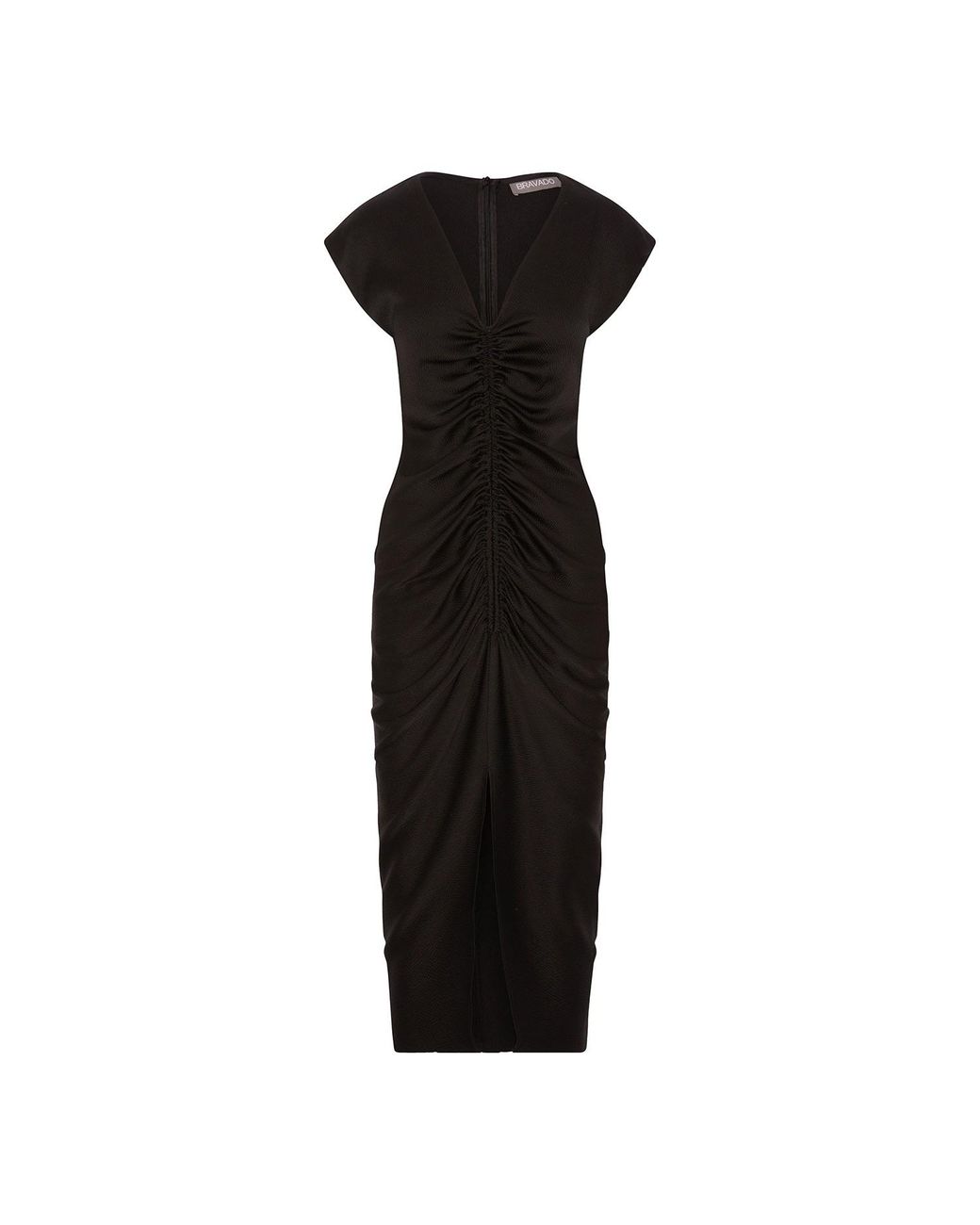 The Summer Edit Black Rudi Hammered Silk Ruched Dress
