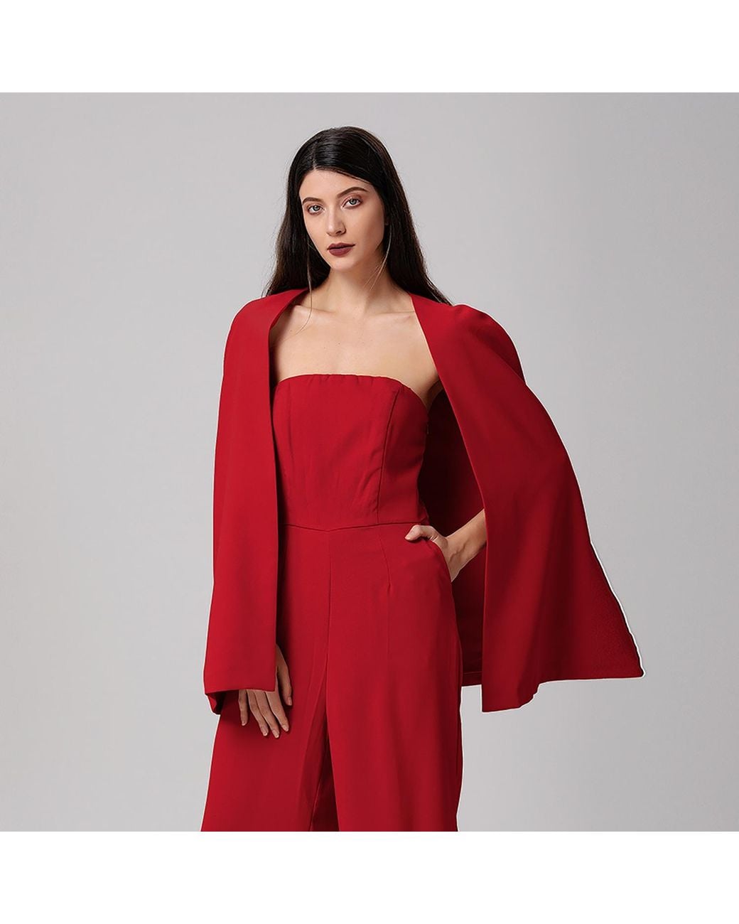 Smart and Joy Red Minimalist Evening Cape