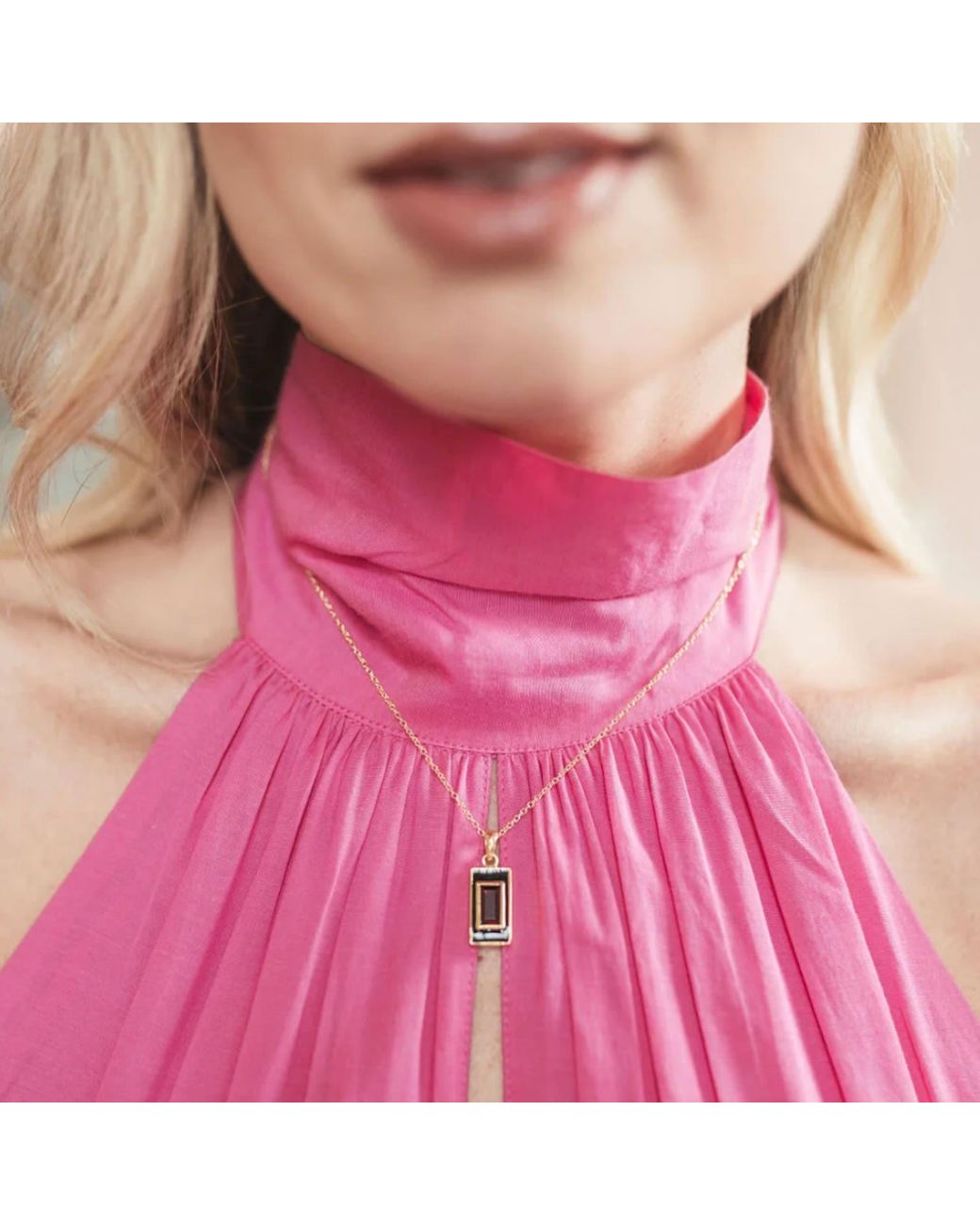 Augustine Jewels Red Rhodolite Enamel Necklace