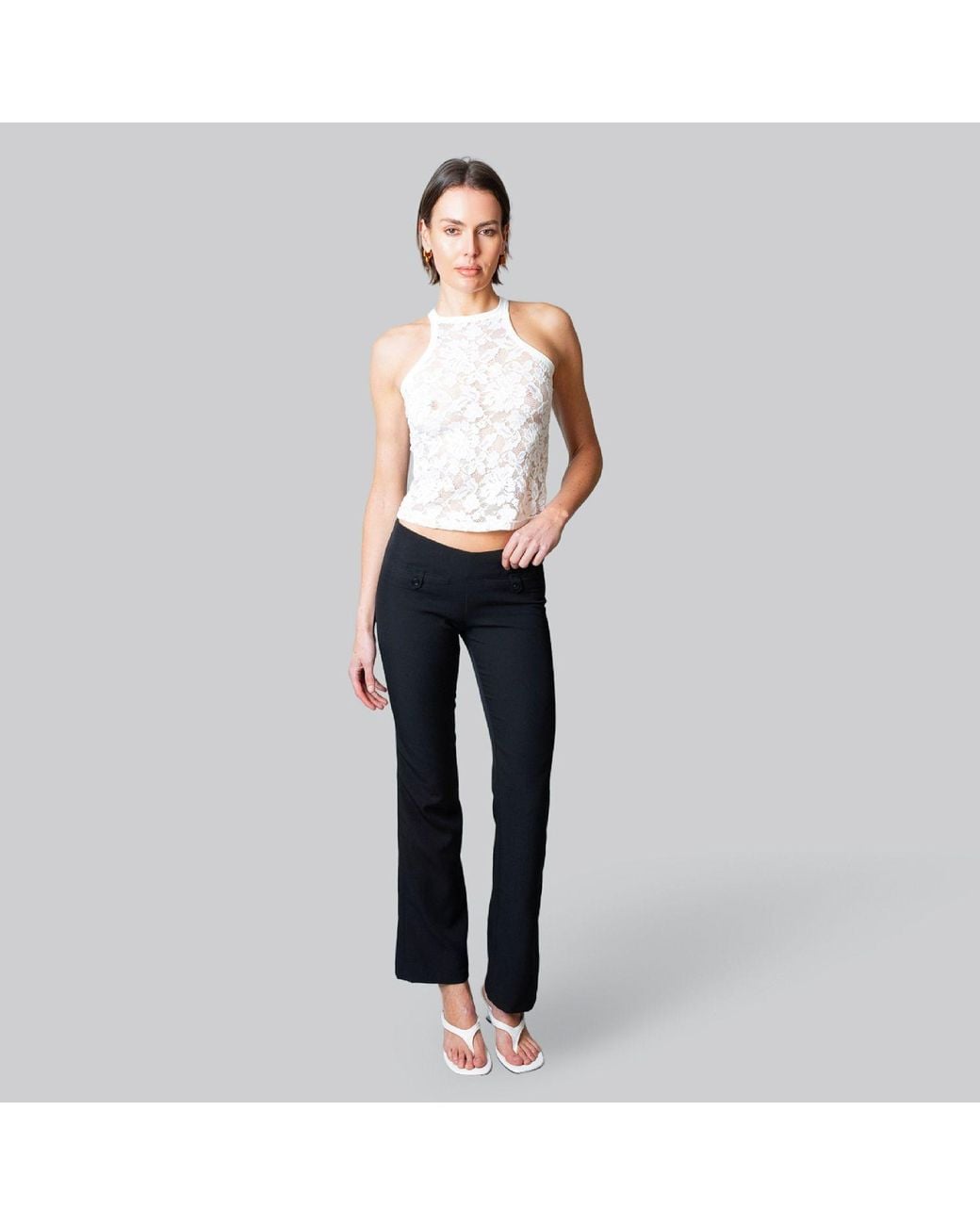 Love and Nostalgia Black The Motor Running Loop And Button Front Pant