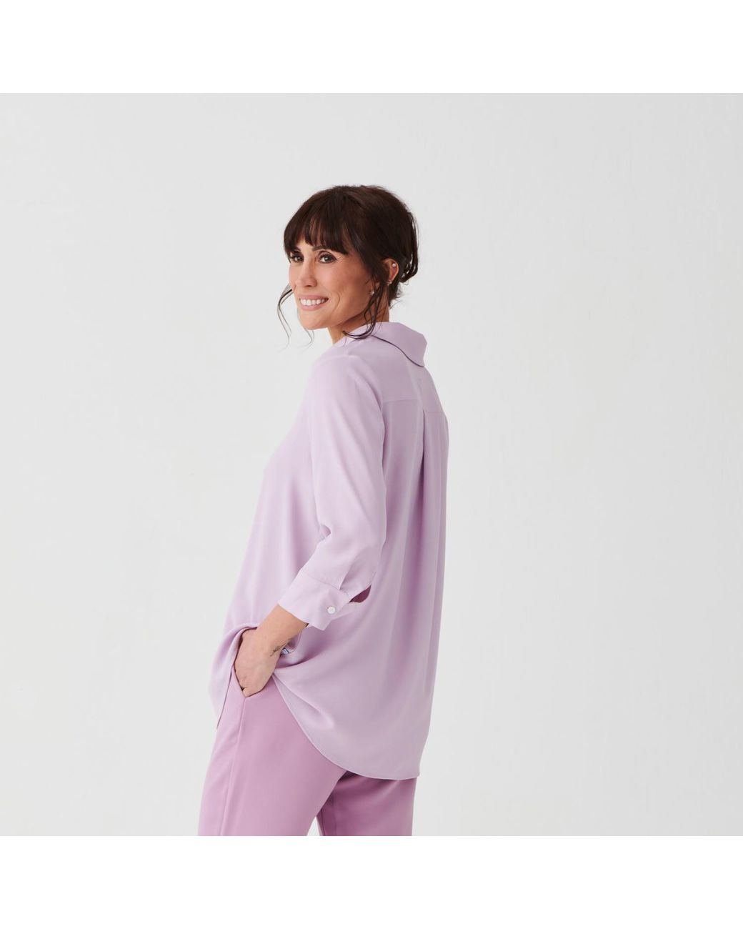 Perlavera Blue Sienna Three Quarter Sleeve Length Missy Fit Shirt