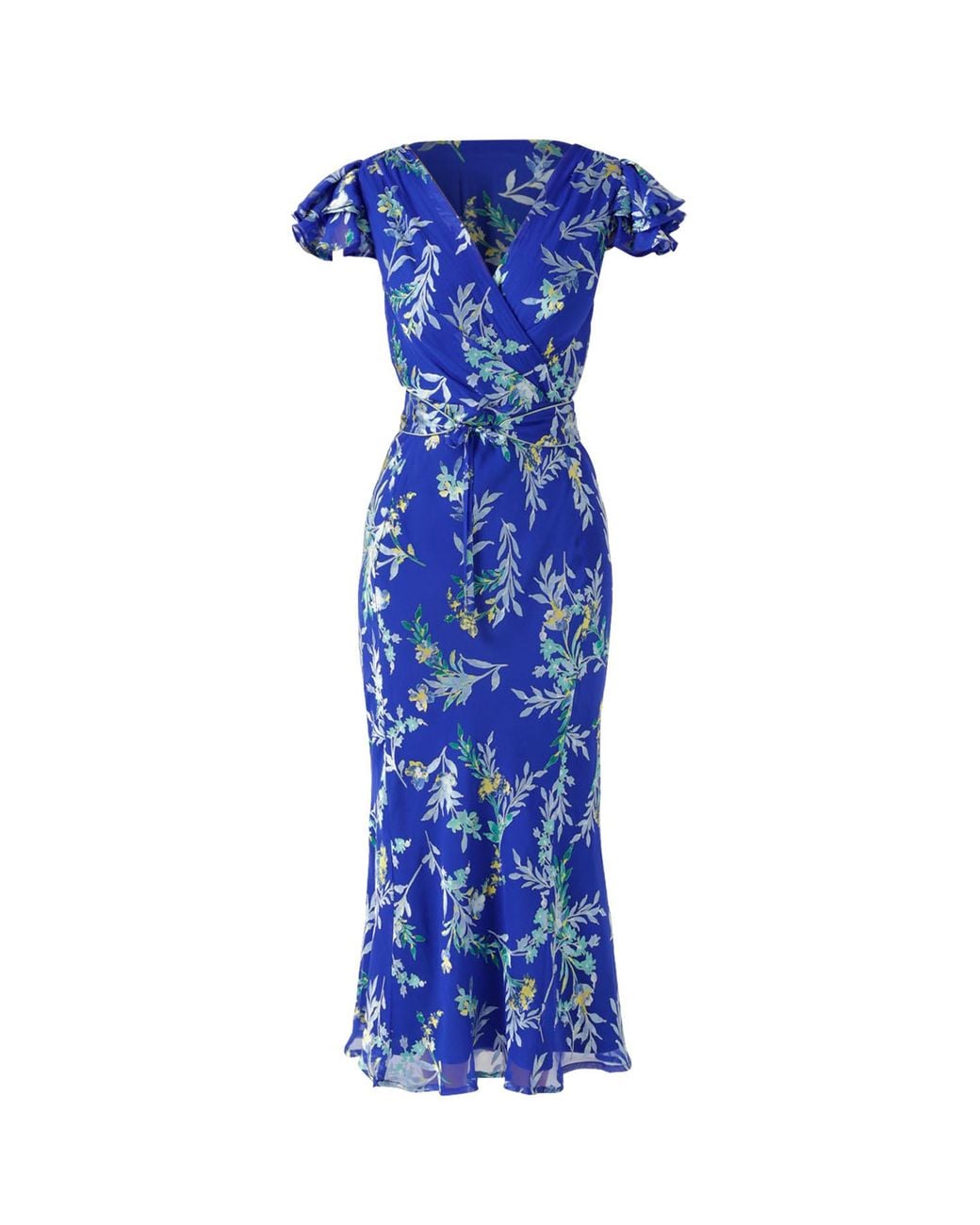 SACHA DRAKE Blue Evelyn Printed Silk-Rayon Midi Dress