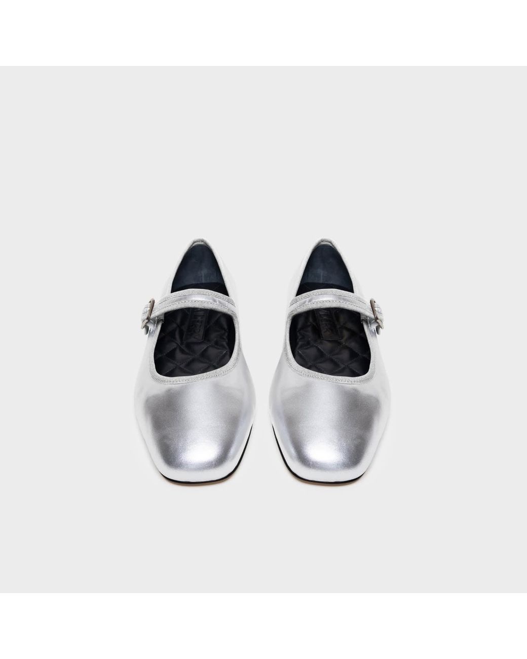 Widerry White Wide Fit Ballet Flats Amaia Argent