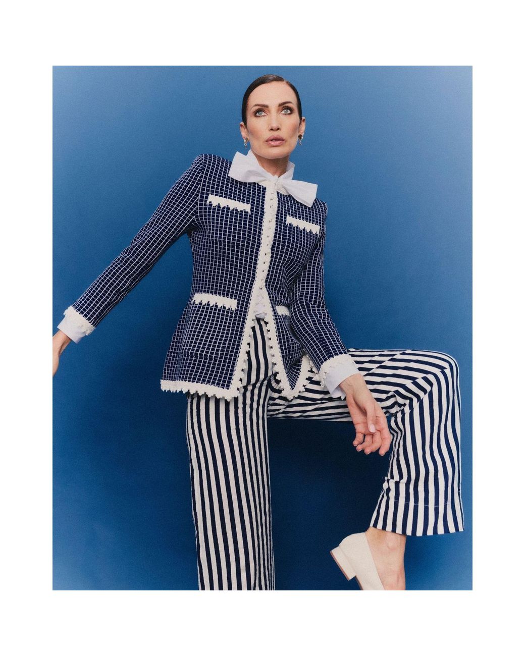 The Extreme Collection Blue Knit Jacket With Scalloped Finishes