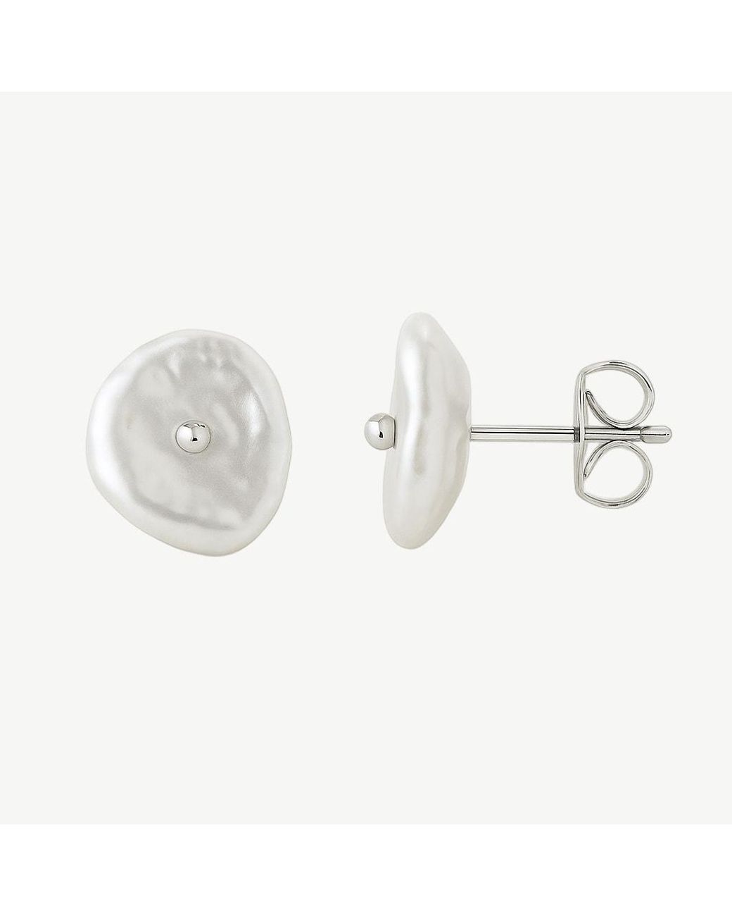 Pear Code Pearl Code Pearl Stud Earrings in White | Lyst