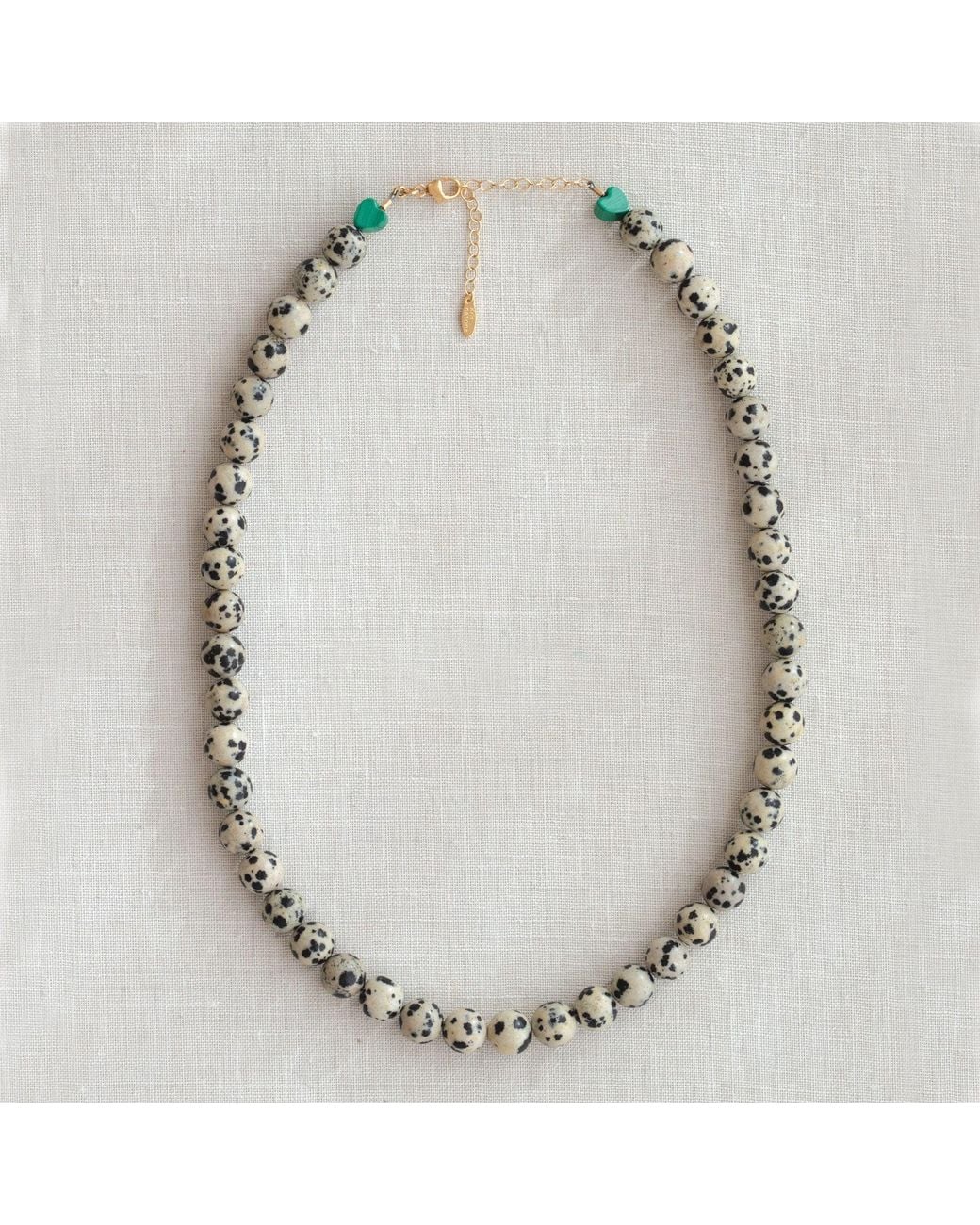 Kris Nations Metallic Dalmatian Jasper Gemstone Baller Necklace