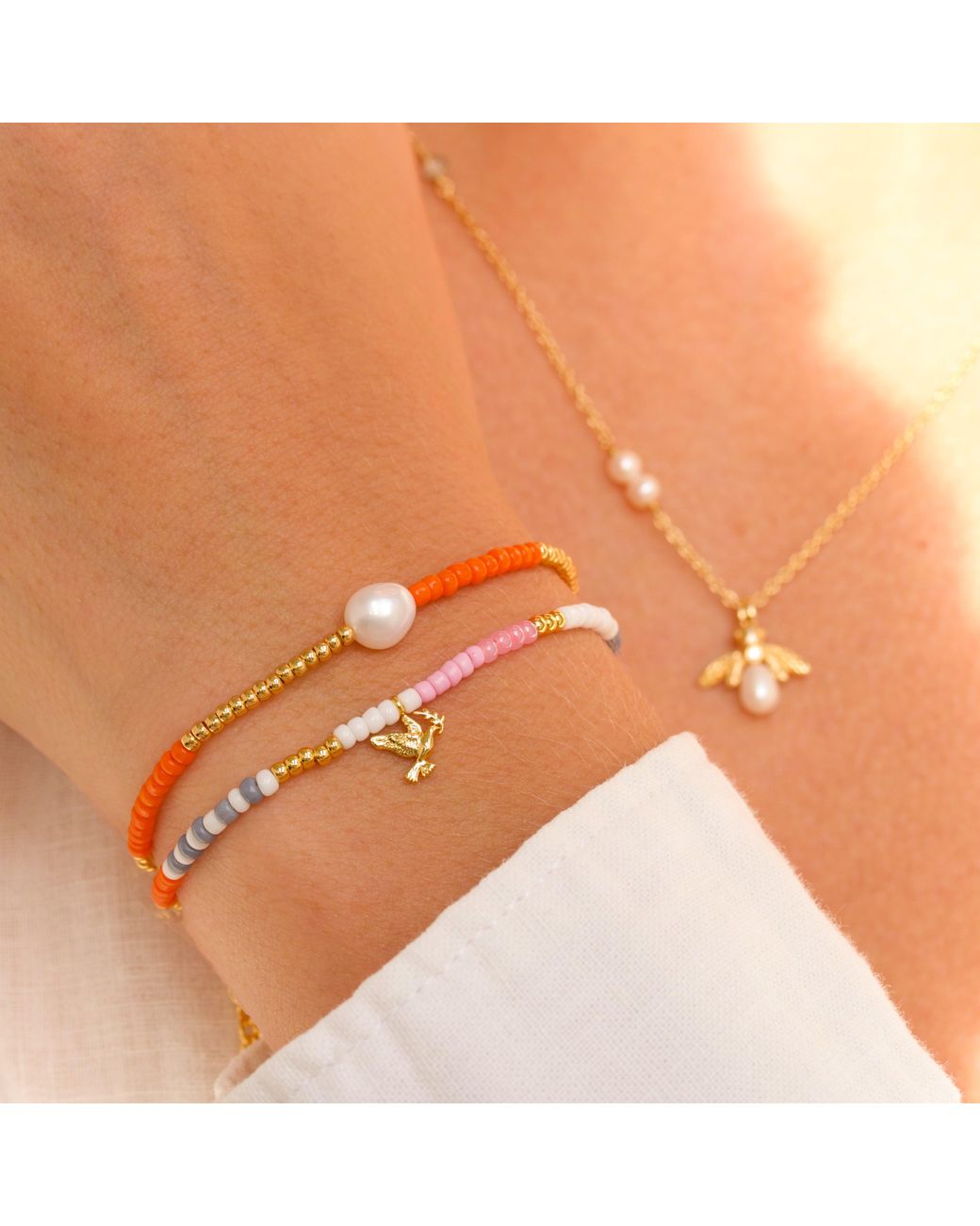 With Love Darling Metallic Sunset Pearl Bracelet