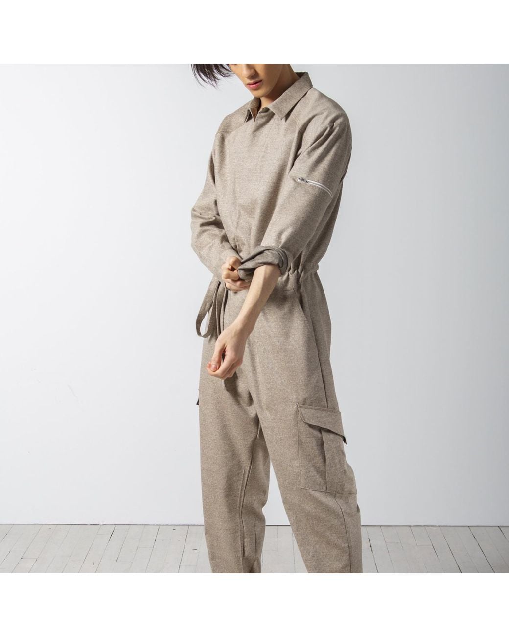 carlton jones Gray Cargo Coverall for men