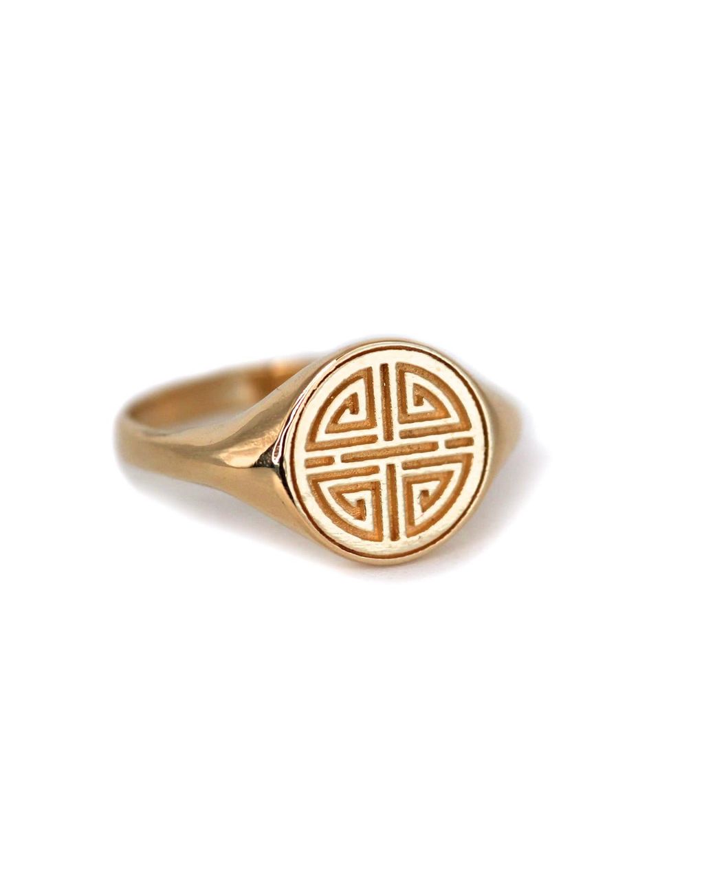 VicStoneNYC Fine Jewelry Metallic Long Healthy Life Pattern Signet Ring For By Handmade