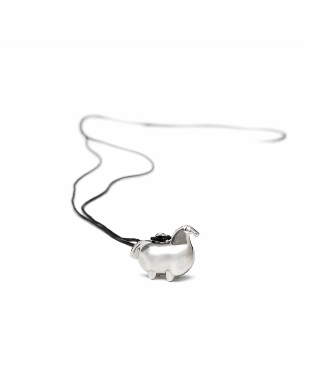 Pearl Code White Artisanal Horse Pendant – Symbolic Necklace With Cord for men