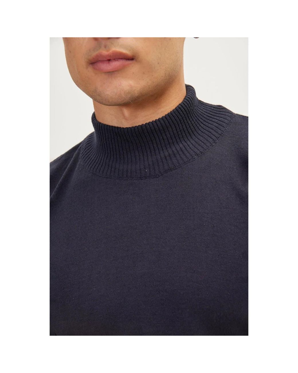 Ron Tomson Blue Mock Neck Relaxed Sweater for men