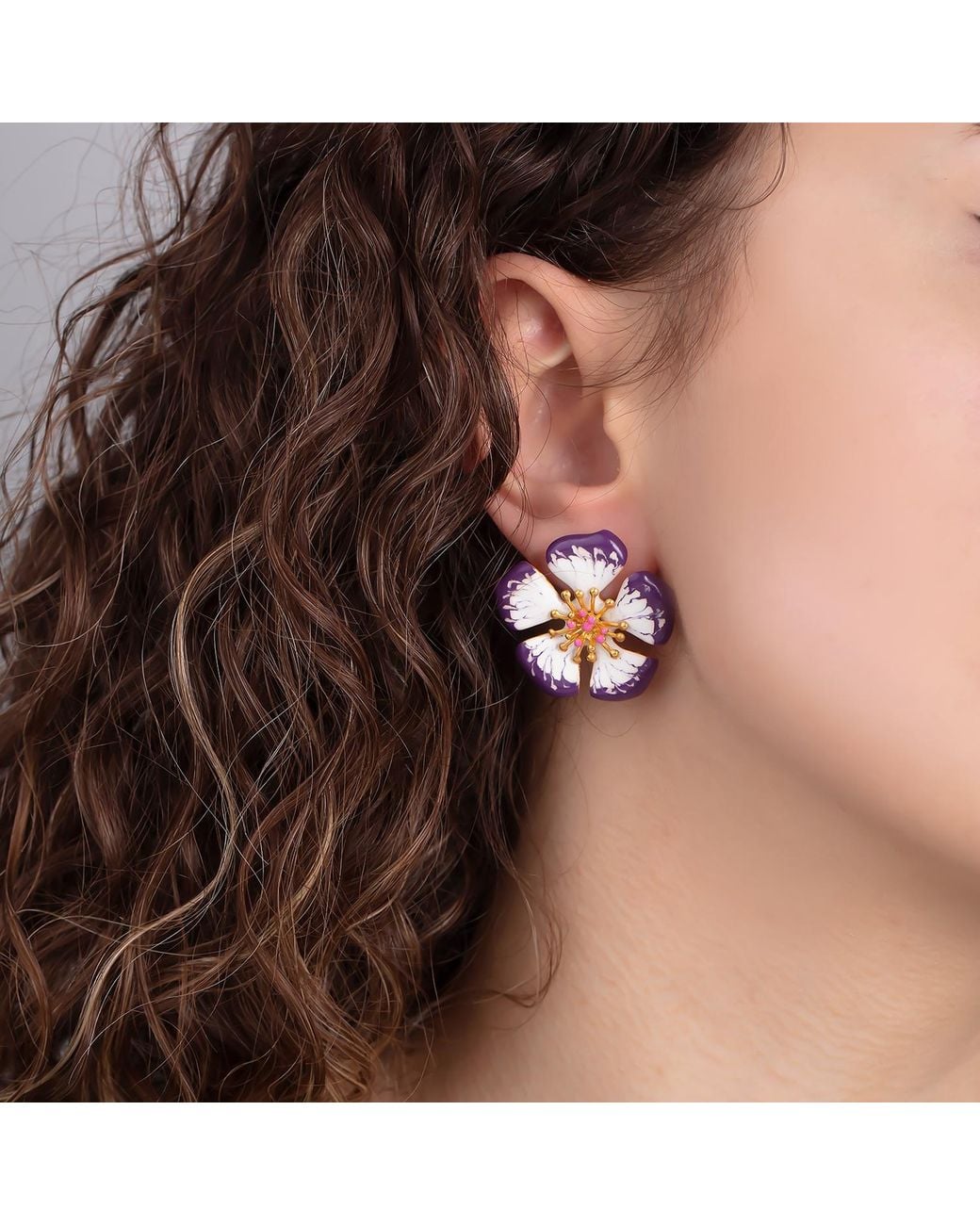 Milou Jewelry Purple Primrose Flower Earrings