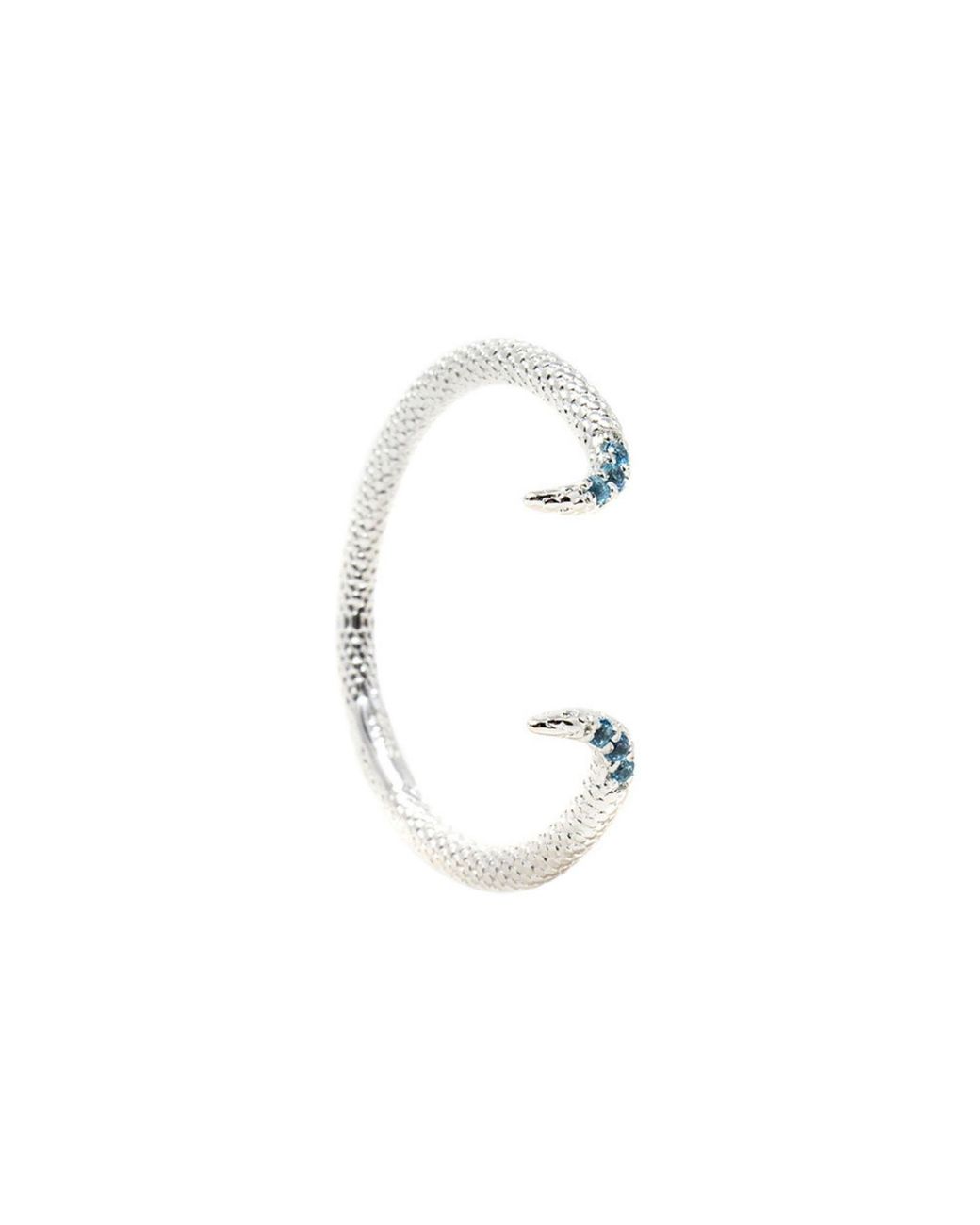 NASI SILVER White Adjustable Fishtail Ring- Topaz